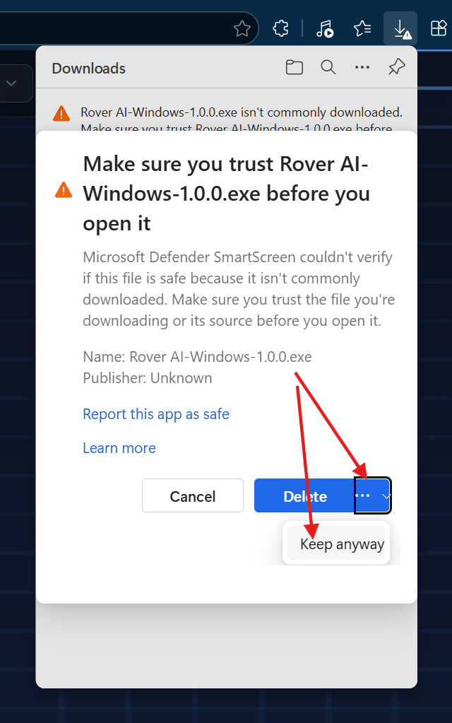Resolve browser warning - step 2